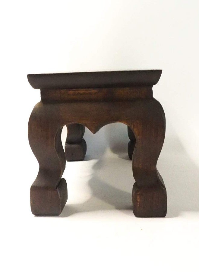 CoziNest Buddha Statue Stand Worship Table Pedestal Thai Teak Wood Carving Holder for Small Little Things Wooden Rectangle Home Decoration (W8 x D5 x H4), Brown - Image 2